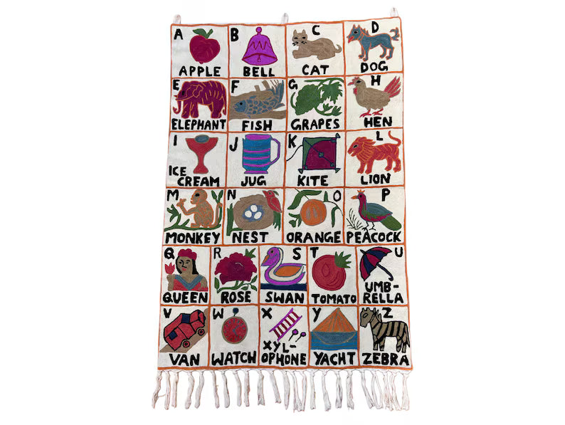 Handwoven Wool ABC Tapestry — No. 1