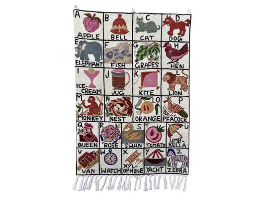 Handwoven Wool ABC Tapestry — No. 2